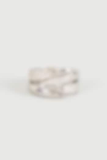 White Finish Cubic Zirconia Ring In Sterling Silver by Silberry