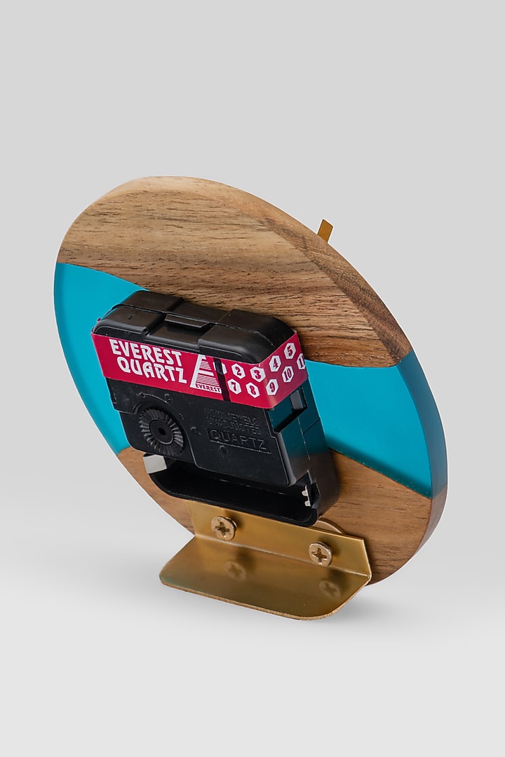 Translucent Aqua Wood-Epoxy Table Clock by Silken at Pernia's Pop Up Shop