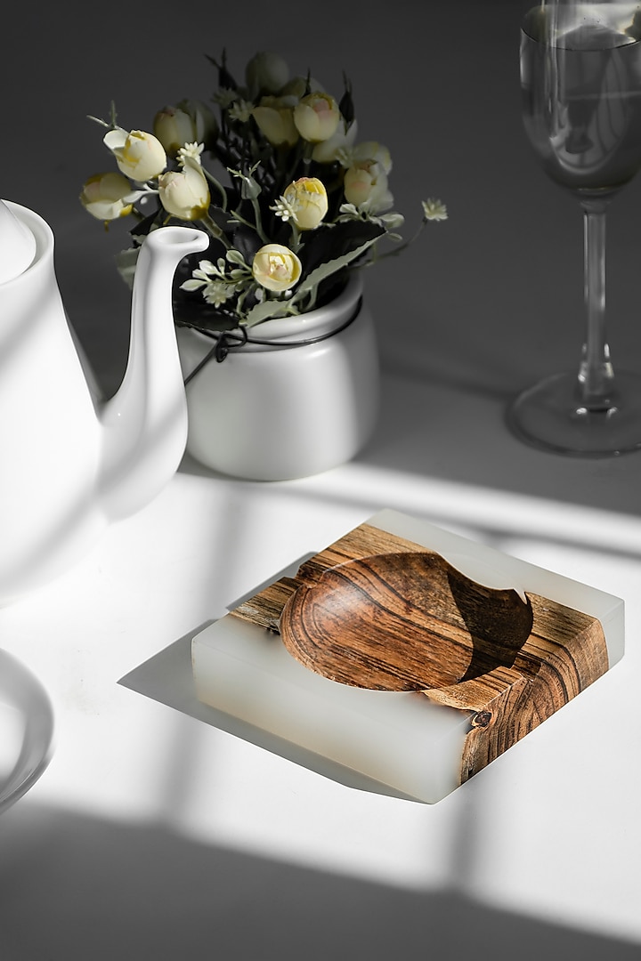 Translucent White Wood-Epoxy Ash Small Tray by Silken