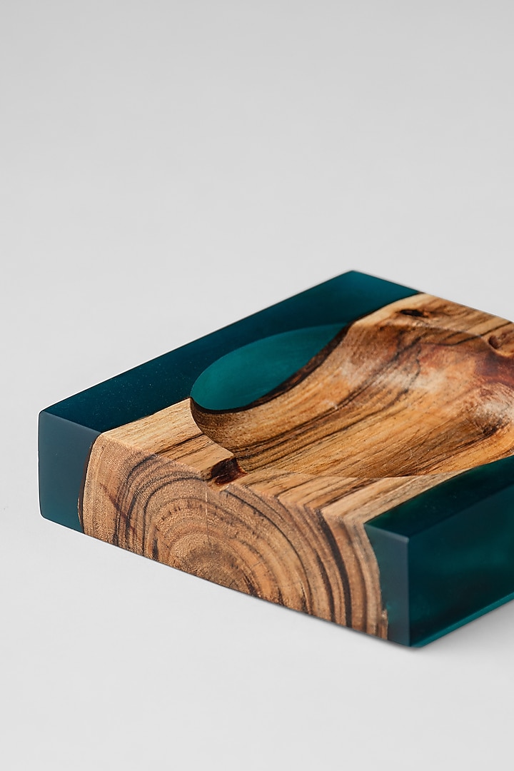 Translucent Aqua Wood-Epoxy Ash Small Tray by Silken at Pernia's Pop Up Shop