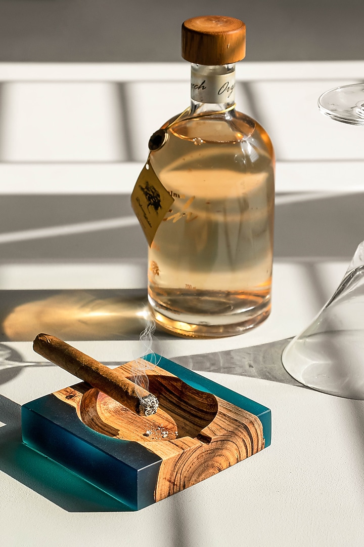 Translucent Aqua Wood-Epoxy Ash Small Tray by Silken at Pernia's Pop Up Shop