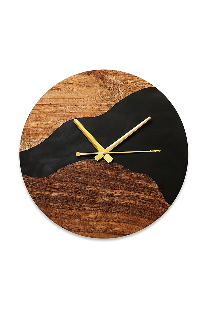 Black Wood-Epoxy Round Wall Clock by Silken at Pernia's Pop Up Shop