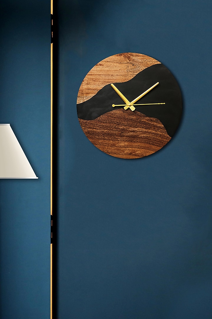 Black Wood-Epoxy Round Wall Clock by Silken at Pernia's Pop Up Shop