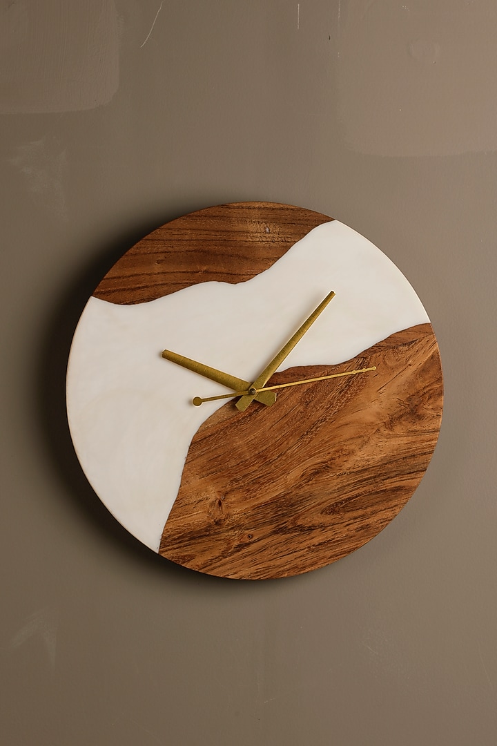 Translucent White Wood-Epoxy Round Wall Clock by Silken at Pernia's Pop Up Shop