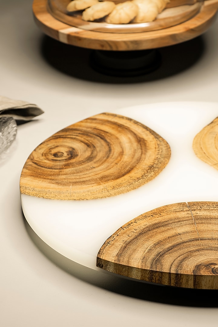Translucent White Wood-Epoxy Lazy Susane by Silken at Pernia's Pop Up Shop