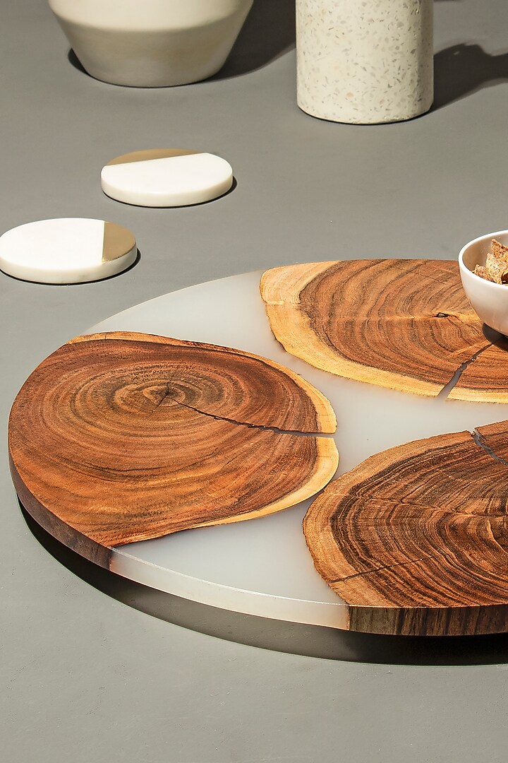 Translucent White Wood-Epoxy Lazy Susane by Silken at Pernia's Pop Up Shop