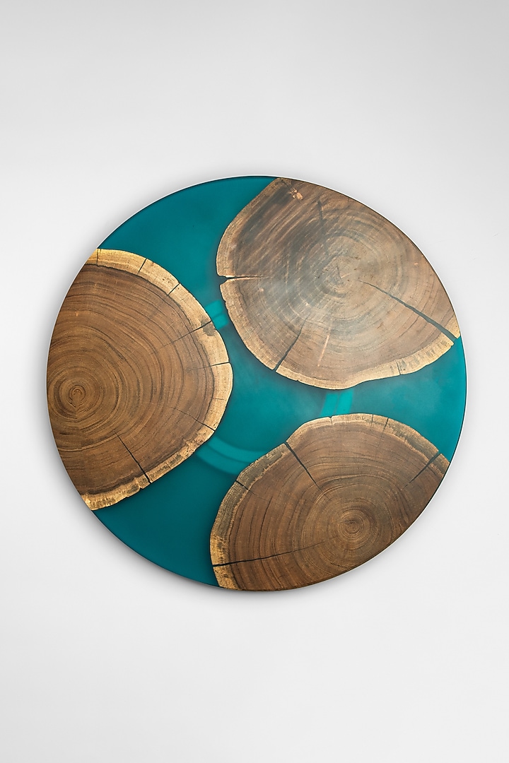 Translucent Aqua Wood-Epoxy Lazy Susane by Silken at Pernia's Pop Up Shop