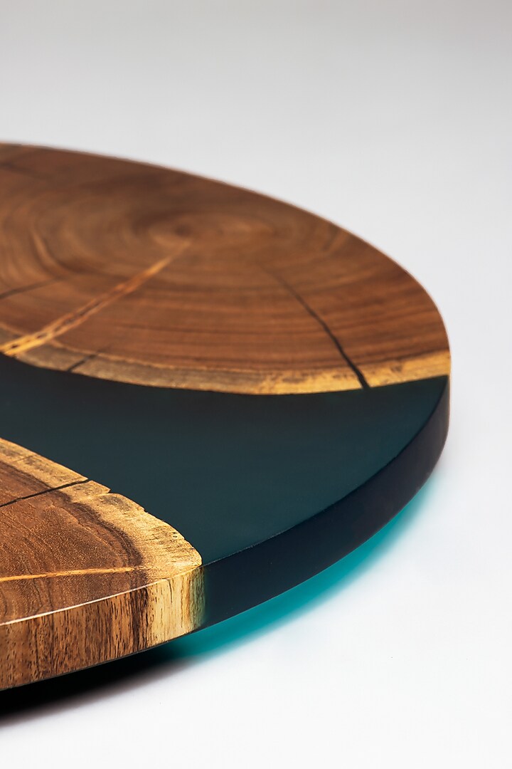 Translucent Aqua Wood-Epoxy Lazy Susane by Silken at Pernia's Pop Up Shop