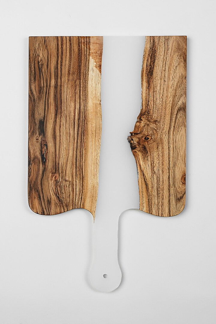 Translucent White Wood-Epoxy Platter With Paddle by Silken at Pernia's Pop Up Shop