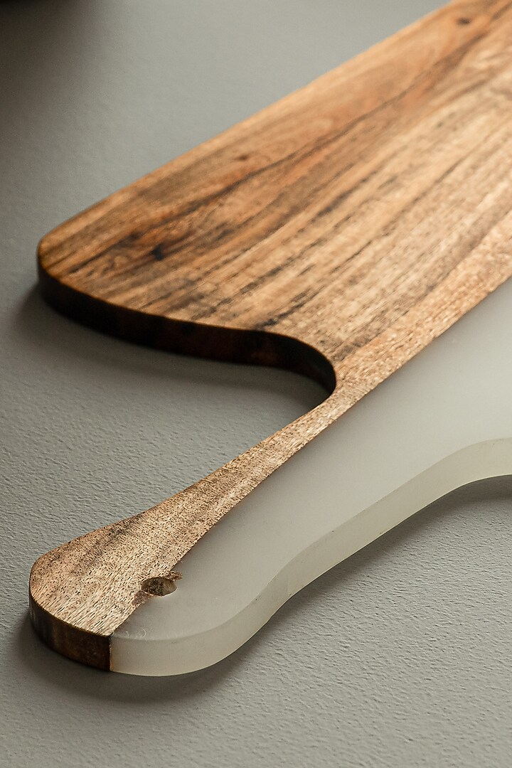 Translucent White Wood-Epoxy Platter With Paddle by Silken at Pernia's Pop Up Shop