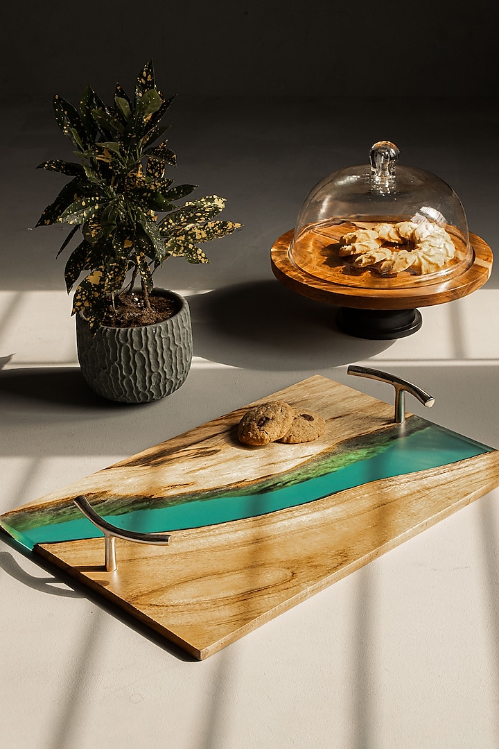 Translucent Aqua Wood-Epoxy Large Serving Tray Design by Silken at Pernia's  Pop Up Shop 2023