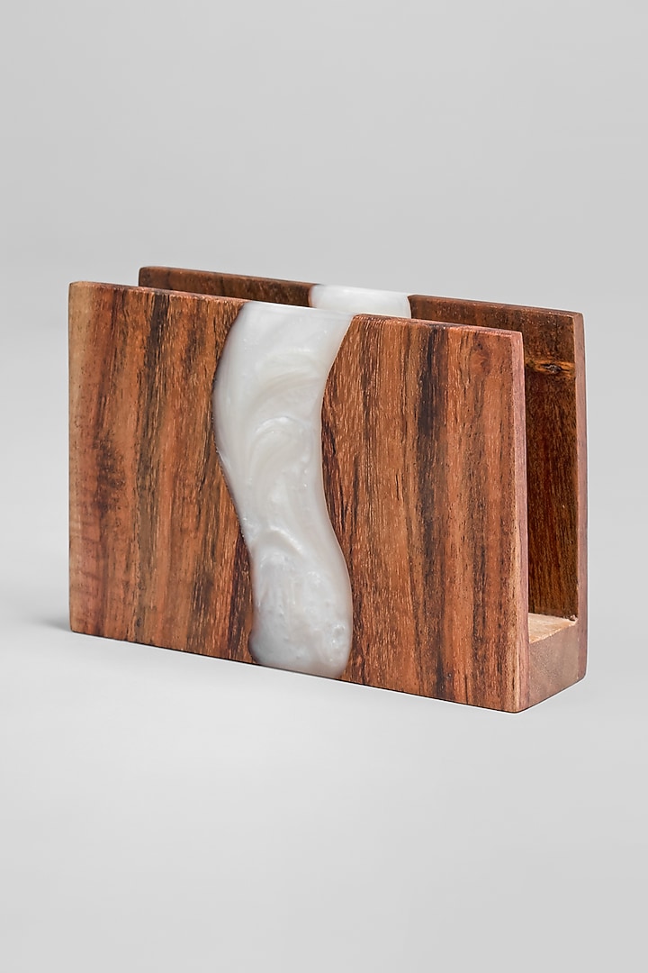 Pearl White Wood-Epoxy Napkin Holder by Silken at Pernia's Pop Up Shop