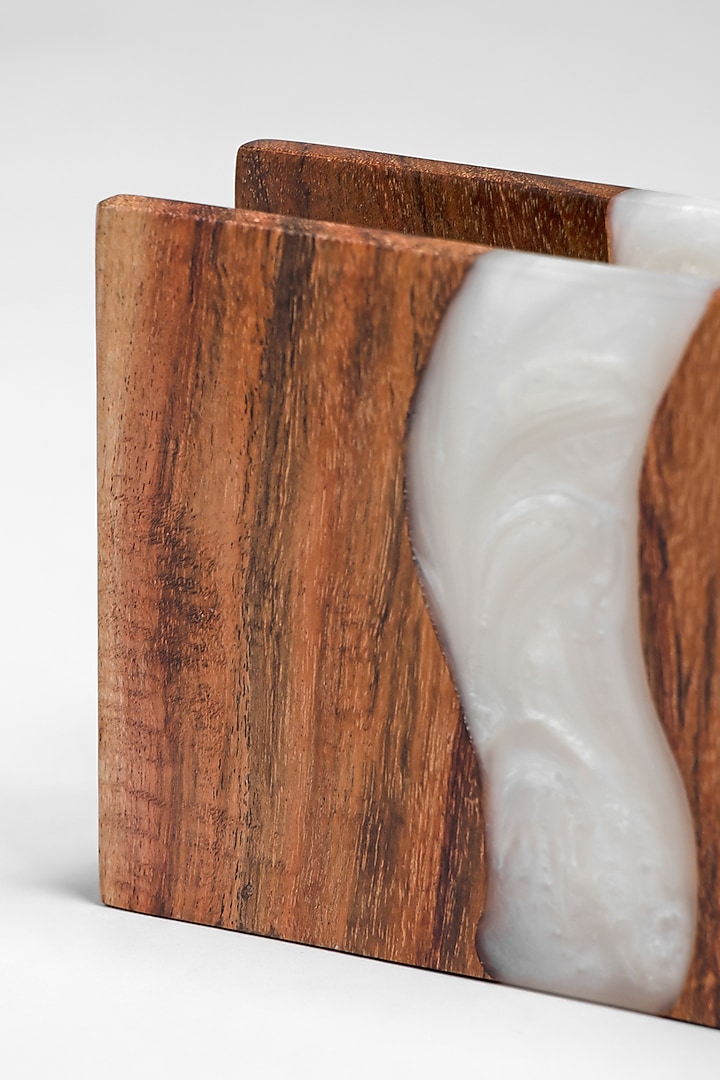 Pearl White Wood-Epoxy Napkin Holder by Silken at Pernia's Pop Up Shop
