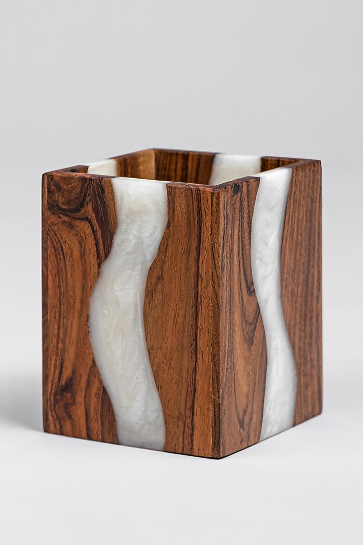 Pearl White Wood-Epoxy Cutlery Holder by Silken at Pernia's Pop Up Shop