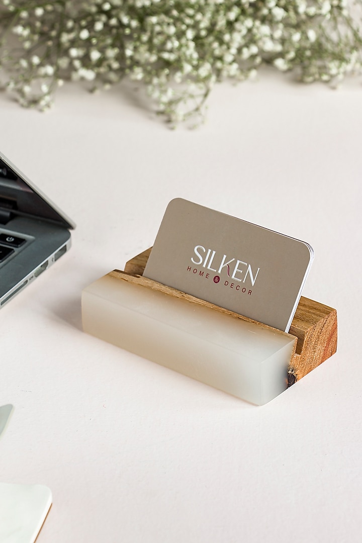 Translucent White Wood-Epoxy Card Holder by Silken at Pernia's Pop Up Shop