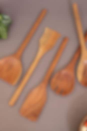 Natural Brown Mango Wood Serving Spoons (Set of 5) by Silken