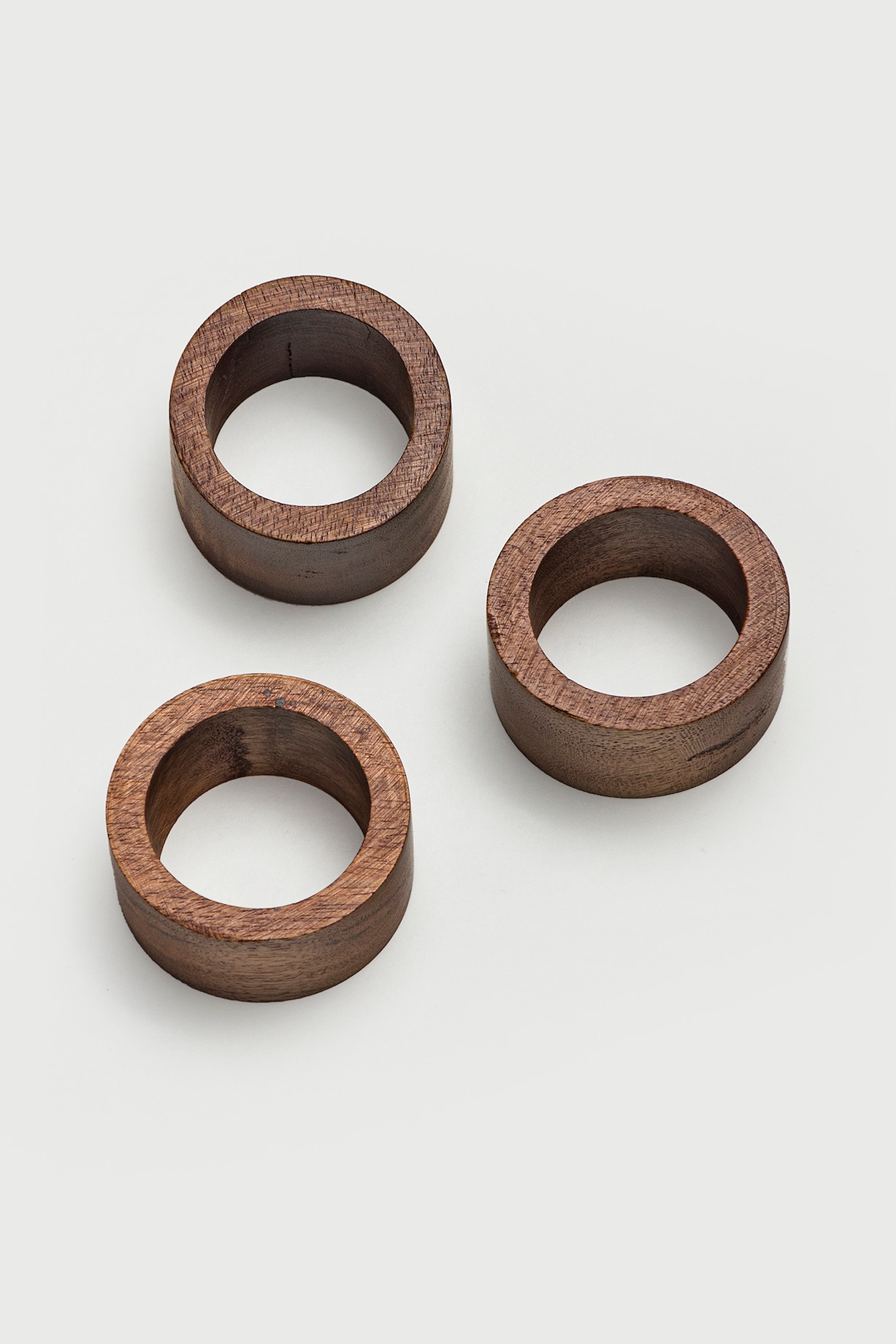 Natural Brown Mango Wood Round Napkin Rings Design by Silken at