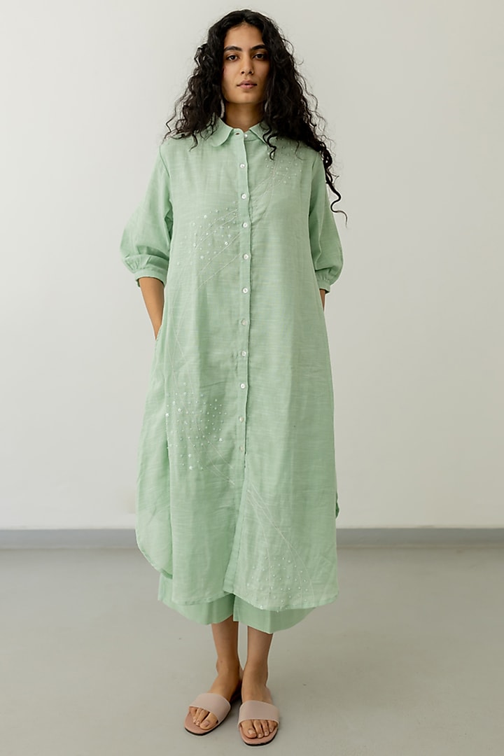 Green Matka Cotton A-Line Tunic by Silai Studio