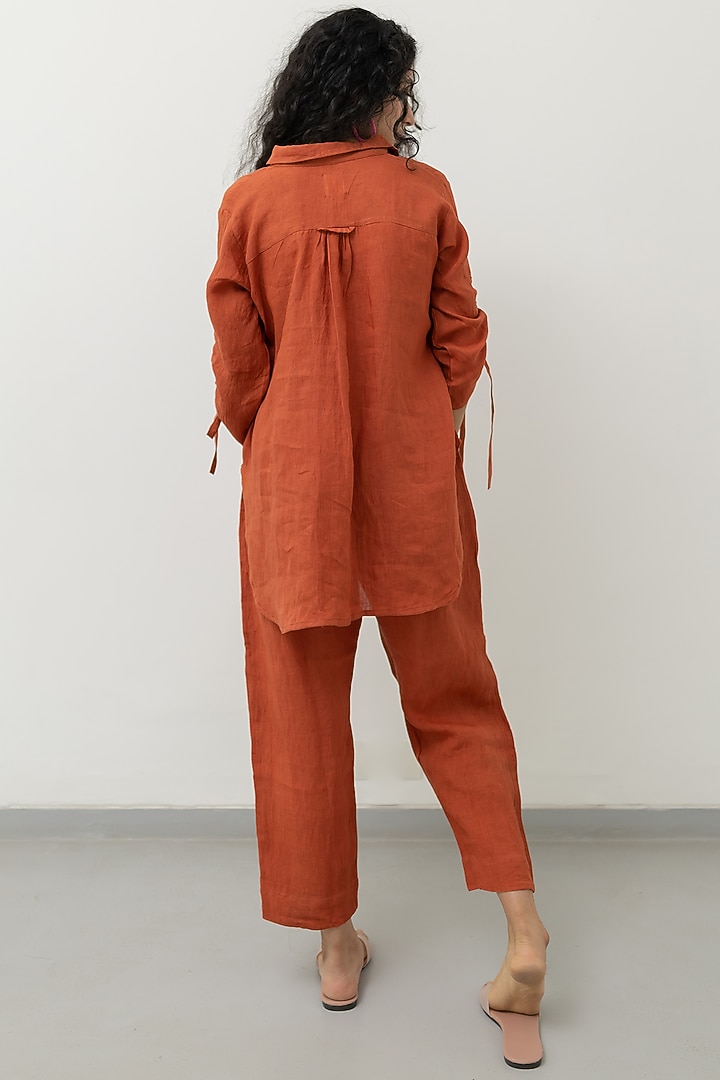Ginger Orange Linen Shirt by Silai Studio at Pernia's Pop Up Shop