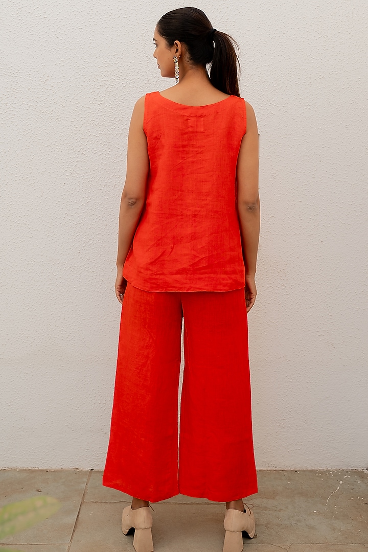 Orange Linen Co-Ord Set by Silai Studio at Pernia's Pop Up Shop