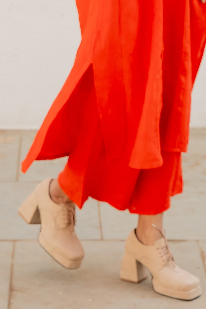 Orange Linen Kurta Set by Silai Studio at Pernia's Pop Up Shop