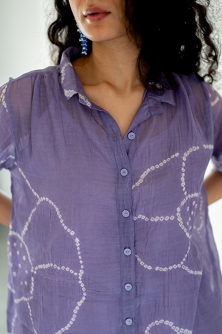 Purple Bandhej Bandhani Printed Tunic by Silai Studio at Pernia's Pop Up Shop