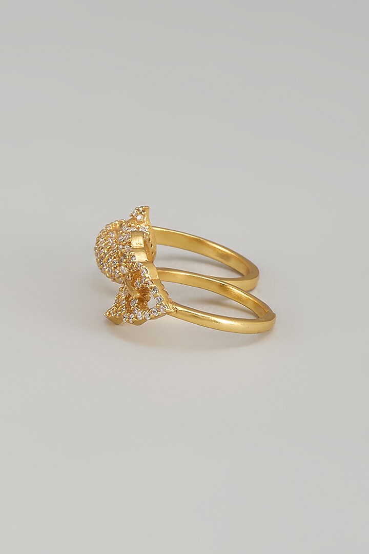 Gold Finish Zircon Ring In Sterling Silver by Silverika at Pernia's Pop Up Shop