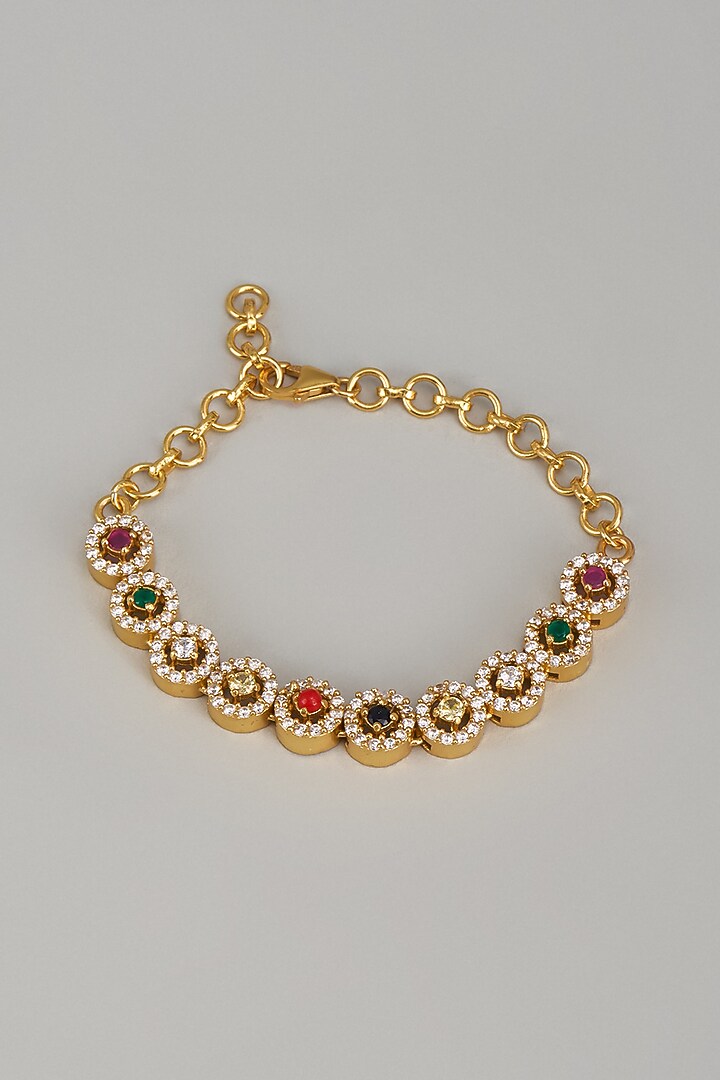 Gold Finish Zircon & Semi-Precious Stone Bracelet In Sterling Silver by Silverika at Pernia's Pop Up Shop