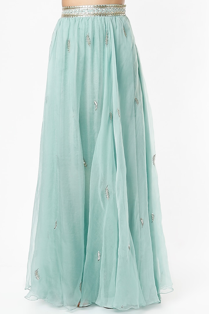 Pastel Turquoise Embroidered Wedding Lehenga Set by SIMRAT MARWAH at Pernia's Pop Up Shop