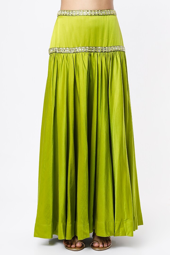 Olive Green Hand Embroidered Wedding Lehenga Set by SIMRAT MARWAH at Pernia's Pop Up Shop