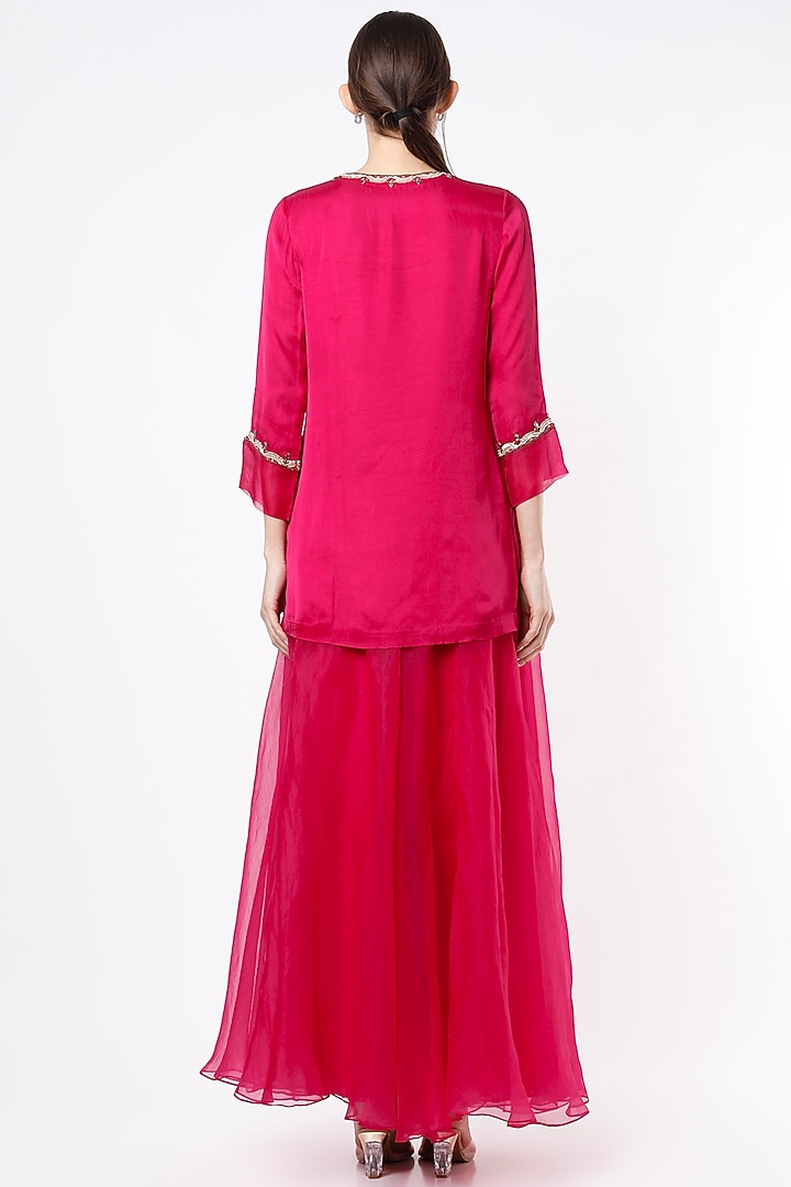 Fuchsia Organza Wedding Sharara Set by SIMRAT MARWAH at Pernia's Pop Up Shop