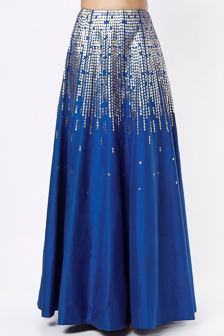 Sapphire Blue Embroidered Wedding Lehenga Set by SIMRAT MARWAH at Pernia's Pop Up Shop