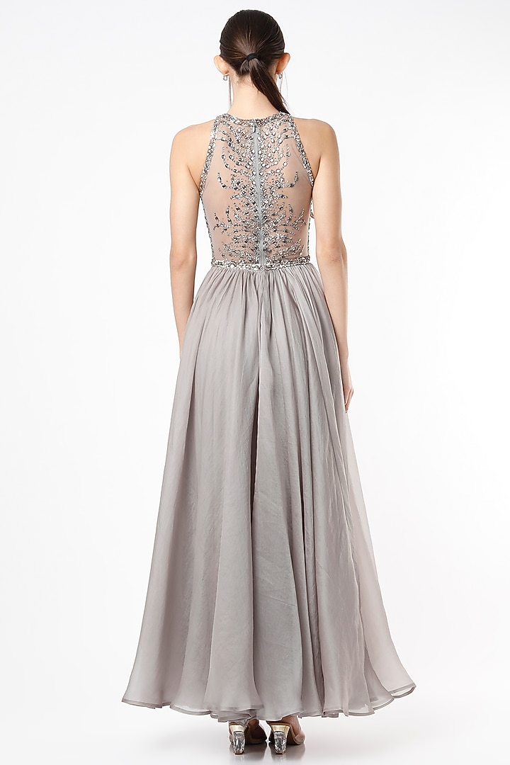 Grey Embellished Wedding Gown by SIMRAT MARWAH at Pernia's Pop Up Shop