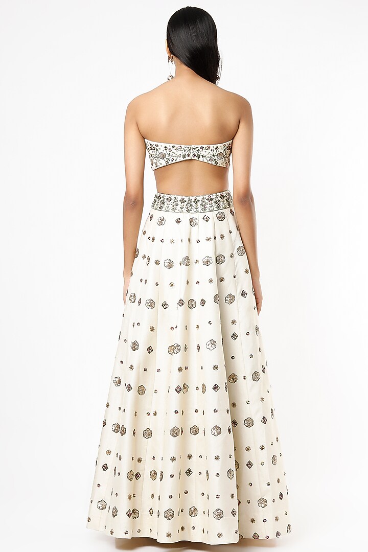 Ivory Hand Embroidered Wedding Lehenga Set by SIMRAT MARWAH at Pernia's Pop Up Shop