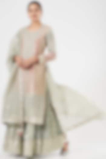 Grey Chanderi Silk Bridal Sharara Set by Simar Dugal at Pernia's Pop Up Shop