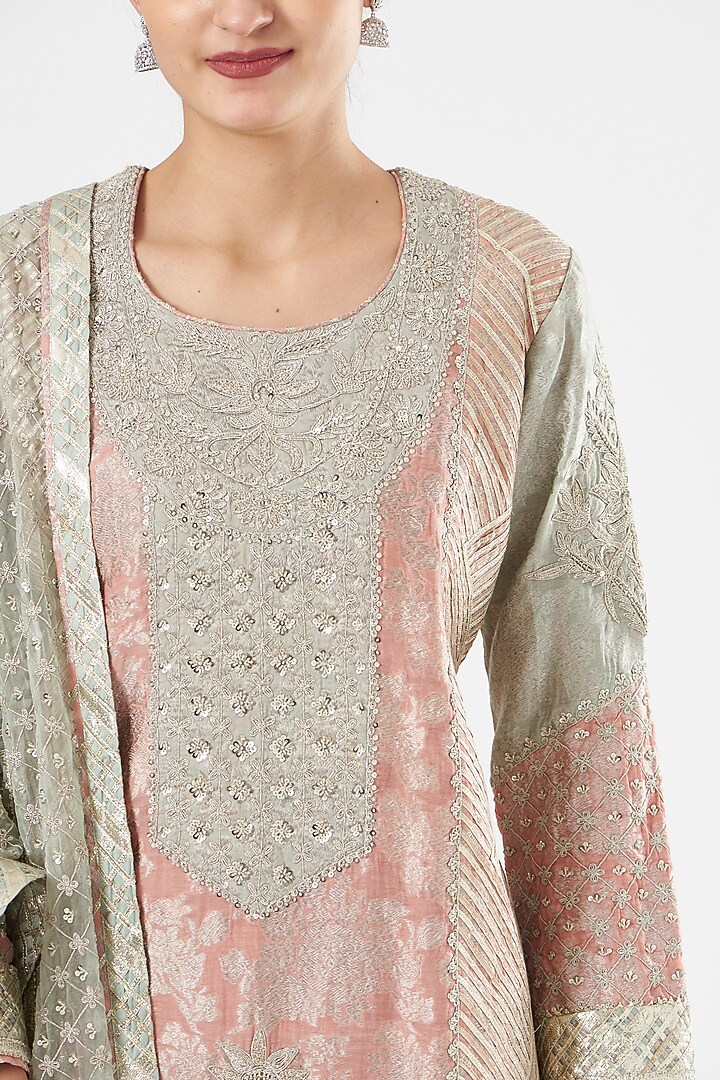 Grey Chanderi Silk Bridal Sharara Set by Simar Dugal at Pernia's Pop Up Shop