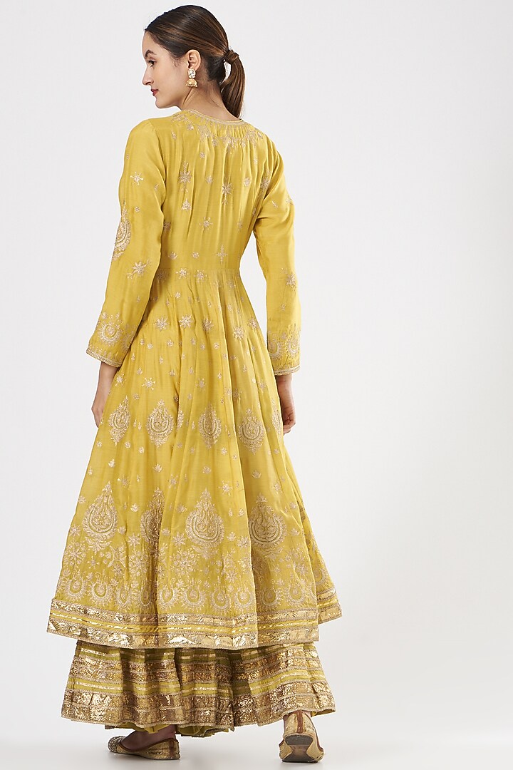 Yellow Embroidered Wedding Sharara Set by Simar Dugal at Pernia's Pop Up Shop