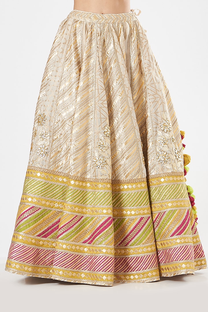 Beige Embroidered Bridal Lehenga Set by Simar Dugal at Pernia's Pop Up Shop