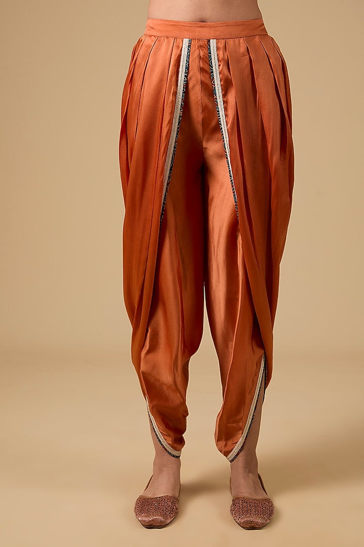 Orange Chanderi Dori Embroidered Choga Kurta Set by Simar Dugal at Pernia's Pop Up Shop