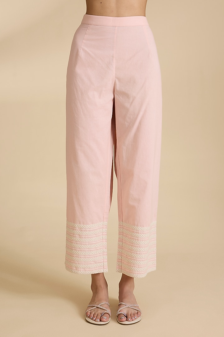 Pink Chanderi Ikat Patchwork Kurta Set by Simar Dugal at Pernia's Pop Up Shop