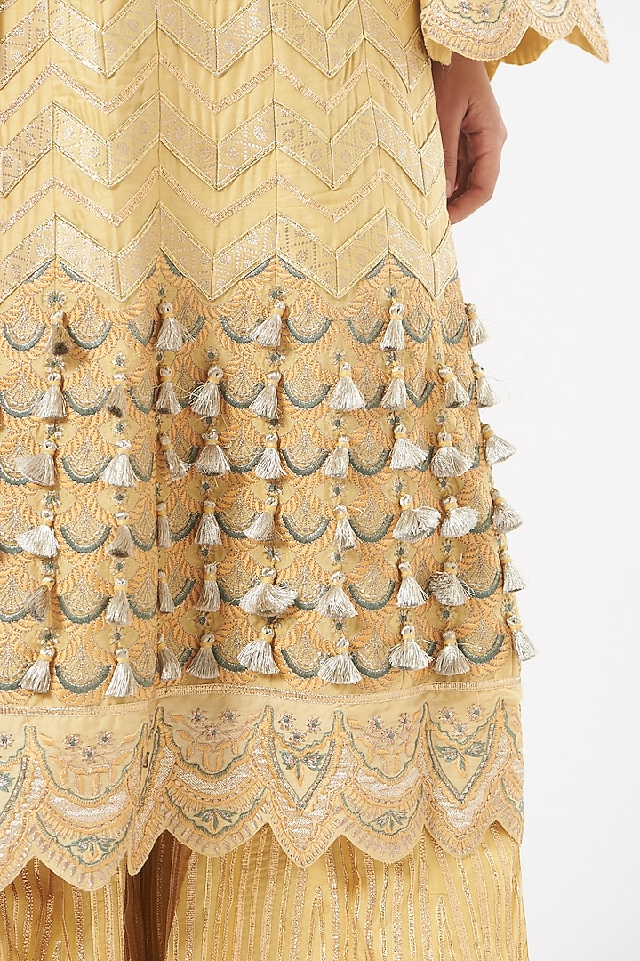 Beige Chanderi Silk Wedding Sharara Set by Simar Dugal at Pernia's Pop Up Shop