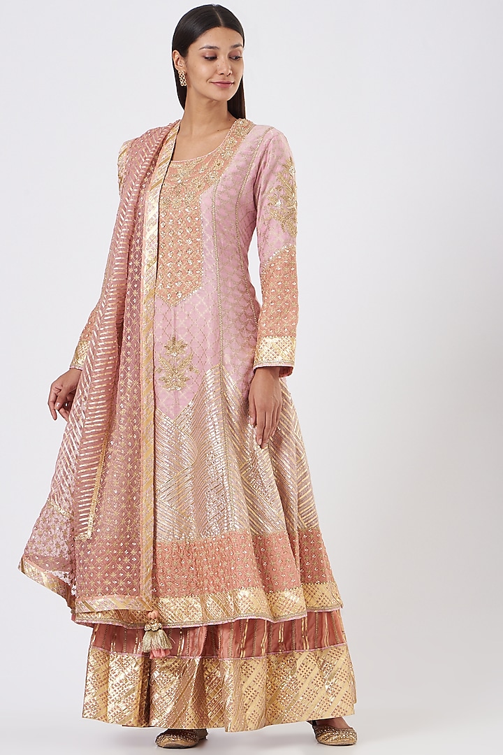 Blush Pink Embroidered Sharara Set by Simar Dugal