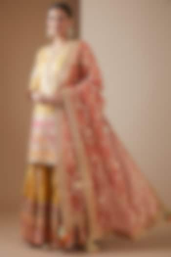 Yellow Banarasi Embroidered Sharara Set by Simar Dugal at Pernia's Pop Up Shop