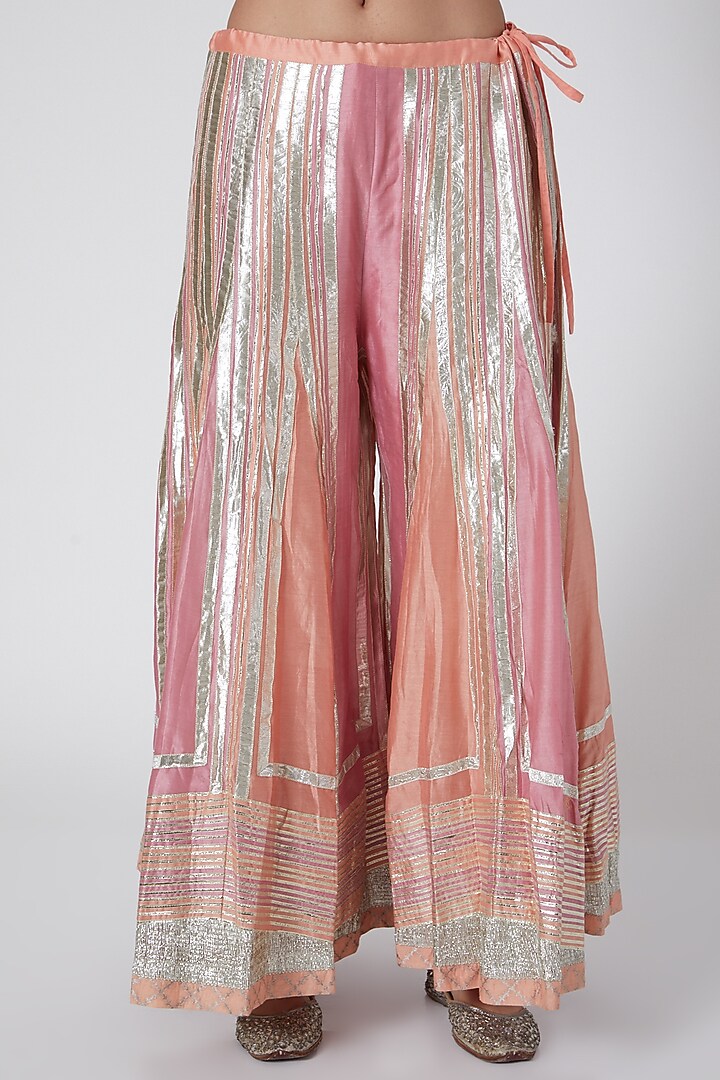 Peach & Pink Embroidered Wedding Sharara Set by Simar Dugal at Pernia's Pop Up Shop