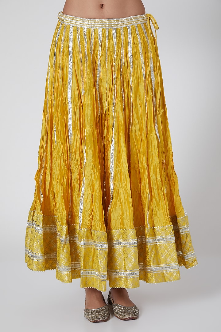 Yellow & Aqua Embroidered Skirt Set by Simar Dugal at Pernia's Pop Up Shop
