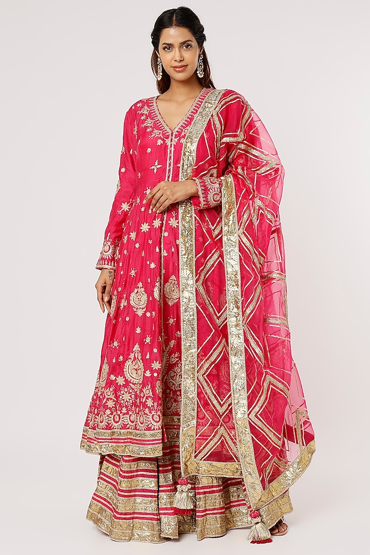 Fuchsia Banarsi Sharara Set by Simar Dugal