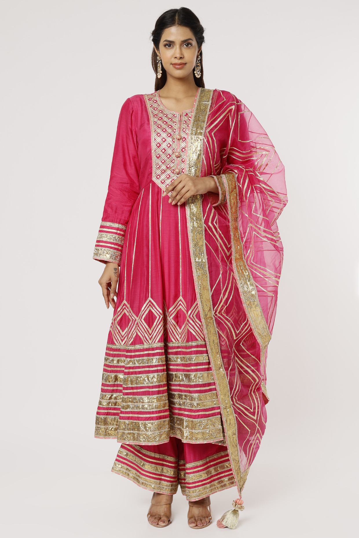 Fuchsia Embroidered Wedding Anarkali Set by Simar Dugal at Pernia's Pop Up Shop