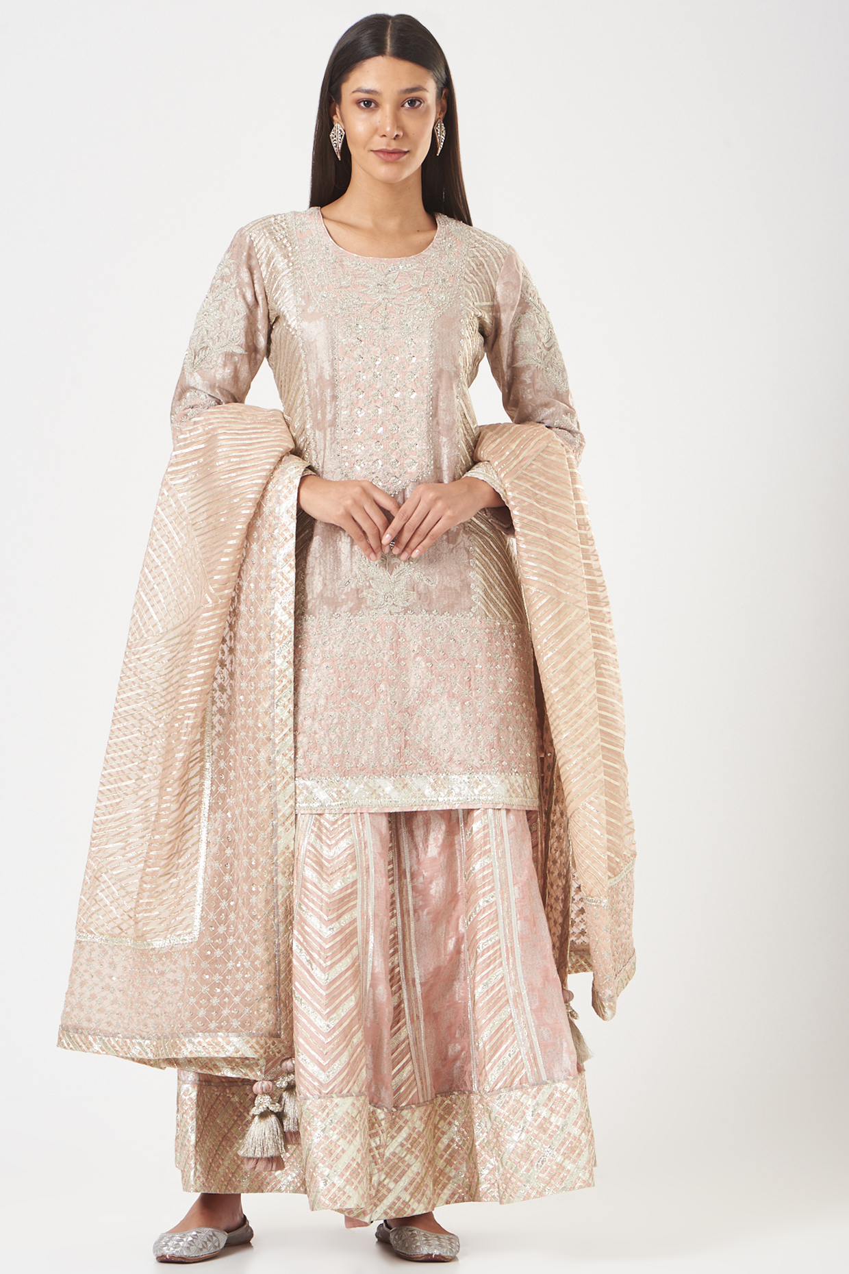 Onion Pink Embroidered Bridal Sharara Set by Simar Dugal at Pernia's Pop Up Shop