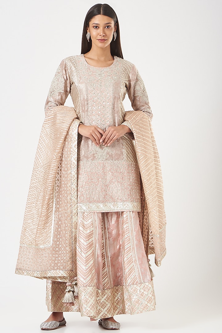 Onion Pink Embroidered Bridal Sharara Set by Simar Dugal at Pernia's Pop Up Shop