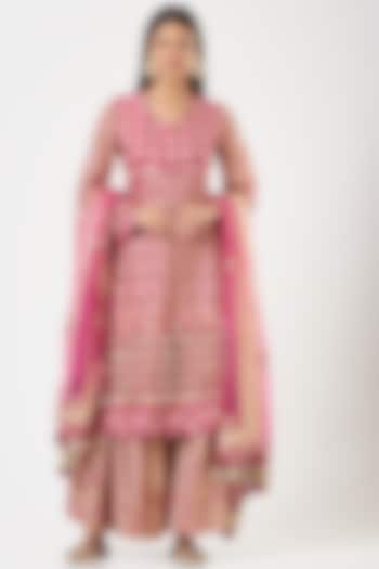 Pink Chanderi Sharara Set by Simar Dugal